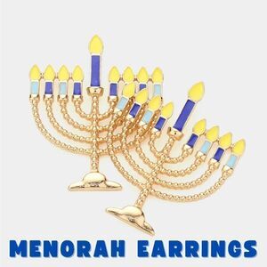 Brand New Hanukkah Menorah Statement Earrings, Festive Hanukkah Earrings, Festiv